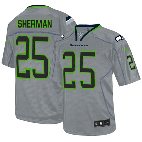 Men's Elite Richard Sherman Nike Jersey Lights Out Grey - #25 NFL Seattle Seahawks